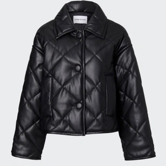 STAND STUDIO Black Puffy Jacinda Puffer Quilted Jacket Size 34 $430 - Picture 16 of 16